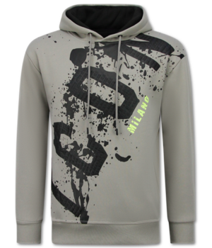 TRUE RISE Oversized Hoodie Heren met Capuchon - ICON Splatter - Dik Geweven - 5800 - Licht Grijs