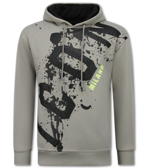 TRUE RISE Oversized Hoodie Heren met Capuchon - ICON Splatter - Dik Geweven - 5800 - Licht Grijs