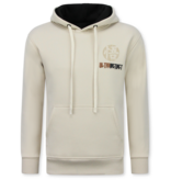 TRUE RISE Oversized Hoodie Heren met Capuchon - GOKO Ultra Print - Dik Geweven - 5562 - Beige