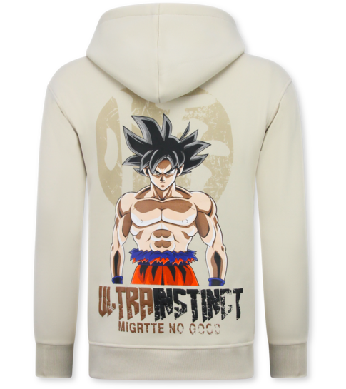 TRUE RISE Oversized Hoodie Heren met Capuchon - GOKO Ultra Print - Dik Geweven - 5562 - Beige