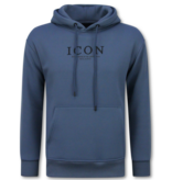 TRUE RISE Oversized Hoodie Heren met Capuchon - ICON Puzzel Milano Print - Dik Geweven - 5811 -  Blauw