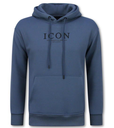 TRUE RISE Oversized Hoodie Heren met Capuchon - ICON Puzzel Milano Print - Dik Geweven - 5811 -  Blauw