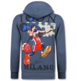 TRUE RISE Oversized Hoodie Heren met Capuchon - ICON Puzzel Milano Print - Dik Geweven - 5811 -  Blauw