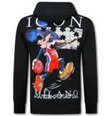 TRUE RISE Oversized Hoodie Heren met Capuchon - ICON Puzzel Milano Print - Dik Geweven - 5811 - Zwart