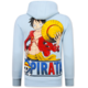 Oversized Hoodie Heren met Capuchon - One Piece Pirata Print - Dik Geweven - 5725 - Blauw