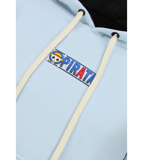 TRUE RISE Oversized Hoodie Heren met Capuchon - One Piece Pirata Print - Dik Geweven - 5725 - Blauw