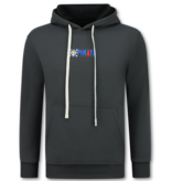 TRUE RISE Oversized Hoodie Heren met Capuchon - One Piece Pirata Print - Dik Geweven - 5725 - Grijs