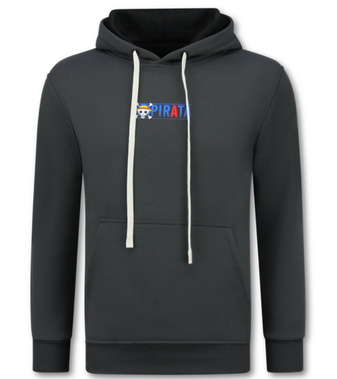 TRUE RISE Oversized Hoodie Heren met Capuchon - One Piece Pirata Print - Dik Geweven - 5725 - Grijs