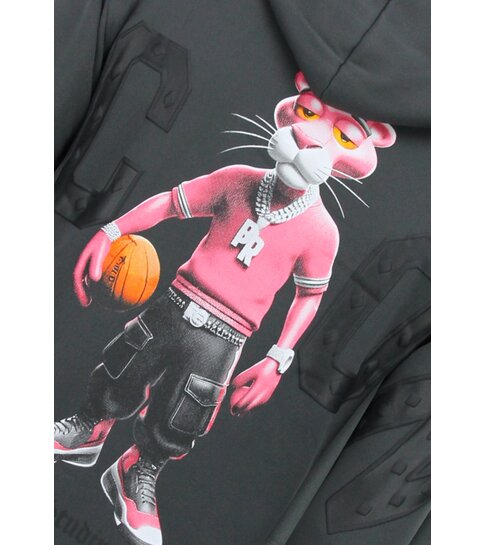 TRUE RISE Oversized Hoodie Heren met Capuchon - ICON Panther Print - Dik Geweven - 5795 - Grijs