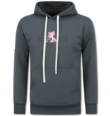 TRUE RISE Oversized Hoodie Heren met Capuchon - ICON Panther Print - Dik Geweven - 5795 - Grijs