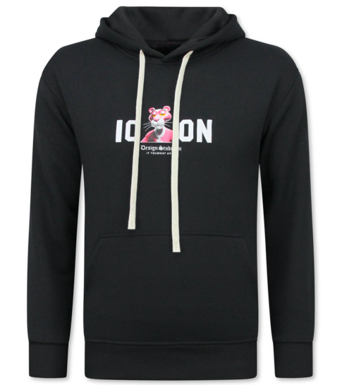 TRUE RISE Oversized Hoodie Heren met Capuchon - ICON Panther Print - Dik Geweven - 5795 - Zwart