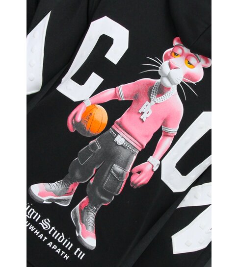 TRUE RISE Oversized Hoodie Heren met Capuchon - ICON Panther Print - Dik Geweven - 5795 - Zwart