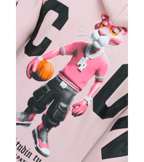 TRUE RISE Oversized Hoodie Heren met Capuchon - ICON Panther Print - Dik Geweven - 5795 - Roze