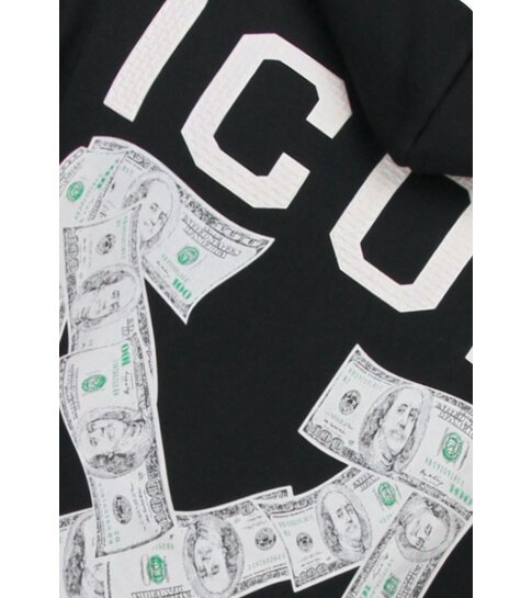 TRUE RISE Oversized Hoodie Heren met Capuchon - ICON Dollar Print - Dik Geweven - 5567 - Zwart