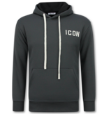 TRUE RISE Oversized Hoodie Heren met Capuchon - ICON Dollar Print - Dik Geweven - 5567 - Grijs