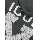 TRUE RISE Oversized Hoodie Heren met Capuchon - ICON Dollar Print - Dik Geweven - 5567 - Grijs