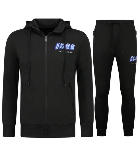 True Rise Trainingspak Heren - Tracksuit ICON - Joggingpak Volwassenen - Huispak - Set Heren -  5732 - Zwart / Blauw