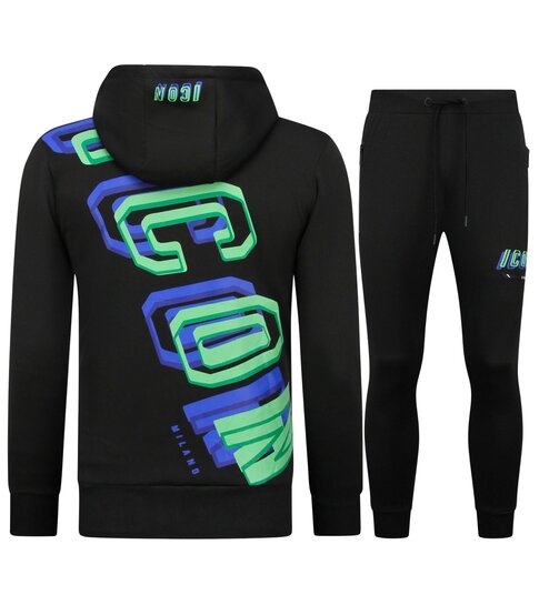 True Rise Joggingpak Heren - Trainingspakken - Tracksuit ICON - Huispak - Twinset -  5732 - Zwart / Groen