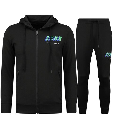 True Rise Joggingpak Heren - Trainingspakken - Tracksuit ICON - Huispak - Twinset -  5732 - Zwart / Groen