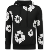 TopStar Dik Geweven Heren Trainingspak met Bloemenprint all Over Print - Bloemenpak Heren - Twinset - 5991 - Zwart