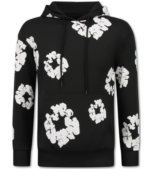 True Rise Dik Geweven Heren Trainingspak met Bloemenprint all Over Print - Bloemenpak Heren - Twinset - 5991 - Zwart