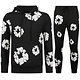 Dik Geweven Heren Trainingspak met Bloemenprint all Over Print - Bloemenpak Heren - Twinset - 5991 - Zwart