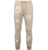 True Rise Dik Geweven Heren Trainingspak met Bloemenprint all Over Print - Bloemenpak Heren - Twinset - 5991 - Beige