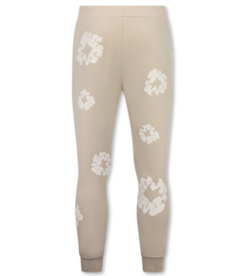 True Rise Dik Geweven Heren Trainingspak met Bloemenprint all Over Print - Bloemenpak Heren - Twinset - 5991 - Beige