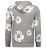 True Rise Dik Geweven Heren Trainingspak met Bloemenprint all Over Print - Bloemenpak Heren - Twinset - 5991- Grijs