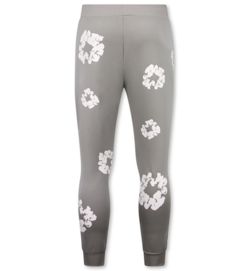 True Rise Dik Geweven Heren Trainingspak met Bloemenprint all Over Print - Bloemenpak Heren - Twinset - 5991- Grijs