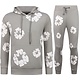 Dik Geweven Heren Trainingspak met Bloemenprint all Over Print - Bloemenpak Heren - Twinset - 5991- Grijs