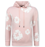 TopStar Dik Geweven Heren Trainingspak met Bloemenprint all Over Print - Bloemenpak Heren - Twinset - 5991 - Roze