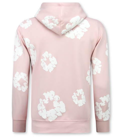 TopStar Dik Geweven Heren Trainingspak met Bloemenprint all Over Print - Bloemenpak Heren - Twinset - 5991 - Roze