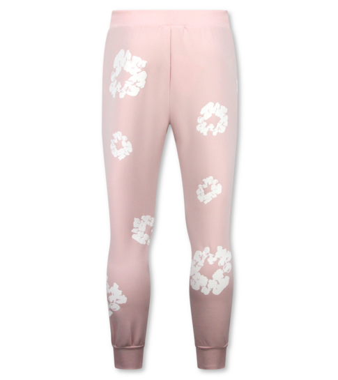 TopStar Dik Geweven Heren Trainingspak met Bloemenprint all Over Print - Bloemenpak Heren - Twinset - 5991 - Roze