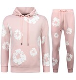 True Rise Dik Geweven Heren Trainingspak met Bloemenprint all Over Print - Bloemenpak Heren - Twinset - 5991 - Roze