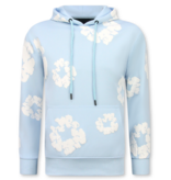 TopStar Dik Geweven Heren Trainingspak met Bloemenprint all Over Print - Bloemenpak Heren - Twinset - 5991 - Blauw