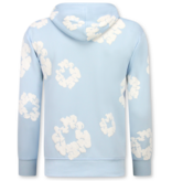 True Rise Dik Geweven Heren Trainingspak met Bloemenprint all Over Print - Bloemenpak Heren - Twinset - 5991 - Blauw