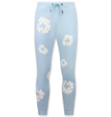 TopStar Dik Geweven Heren Trainingspak met Bloemenprint all Over Print - Bloemenpak Heren - Twinset - 5991 - Blauw
