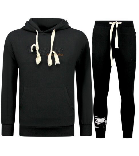 TopStar Tupac Trainingspak Hoodie - 2Pac Joggingpak Hoodie Heren - Huispak Heren Volwassenen - 663- Zwart