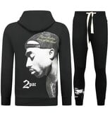 True Rise Tupac Trainingspak Hoodie - 2Pac Joggingpak Hoodie Heren - Huispak Heren Volwassenen - 663- Zwart