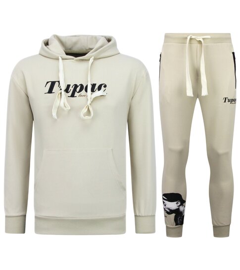 TopStar Tupac Trainingspak  - 2Pac Joggingpak Hoodie Heren - Huispak Heren Volwassenen - 663- Bruin