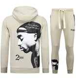 True Rise Tupac Trainingspak  - 2Pac Joggingpak Hoodie Heren - Huispak Heren Volwassenen - 663- Bruin