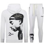TopStar Tupac Trainingspak  - 2Pac Joggingpak Hoodie Heren - Huispak Heren Volwassenen - 663- Wit