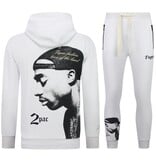 True Rise Tupac Trainingspak  - 2Pac Joggingpak Hoodie Heren - Huispak Heren Volwassenen - 663- Wit