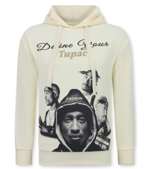True Rise 2Pac Joggingpak Hoodie Heren  - Tupac Trainingspakk Hoodie - Huispak Heren Volwassenen - 672 - Geel /Beige