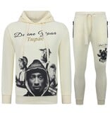 True Rise 2Pac Joggingpak Hoodie Heren  - Tupac Trainingspakk Hoodie - Huispak Heren Volwassenen - 672 - Geel /Beige