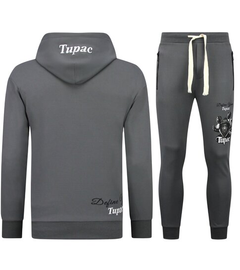 TopStar 2Pac Joggingpak Hoodie Heren  - Tupac Trainingspakken  - Huispak Heren Volwassenen - 672 -Grijs