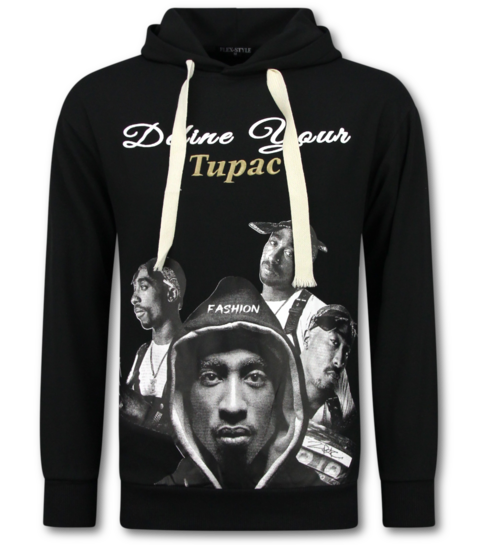 True Rise 2Pac Joggingpak Hoodie Heren  - Tupac Trainingspakk Hoodie - Huispak Heren Volwassenen - 672 - Zwart