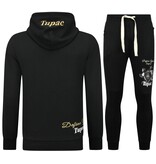 True Rise 2Pac Joggingpak Hoodie Heren  - Tupac Trainingspakk Hoodie - Huispak Heren Volwassenen - 672 - Zwart