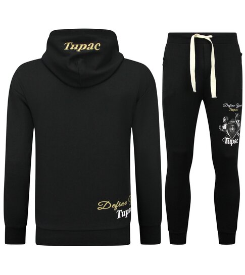 TopStar 2Pac Joggingpak Hoodie Heren  - Tupac Trainingspakk Hoodie - Huispak Heren Volwassenen - 672 - Zwart